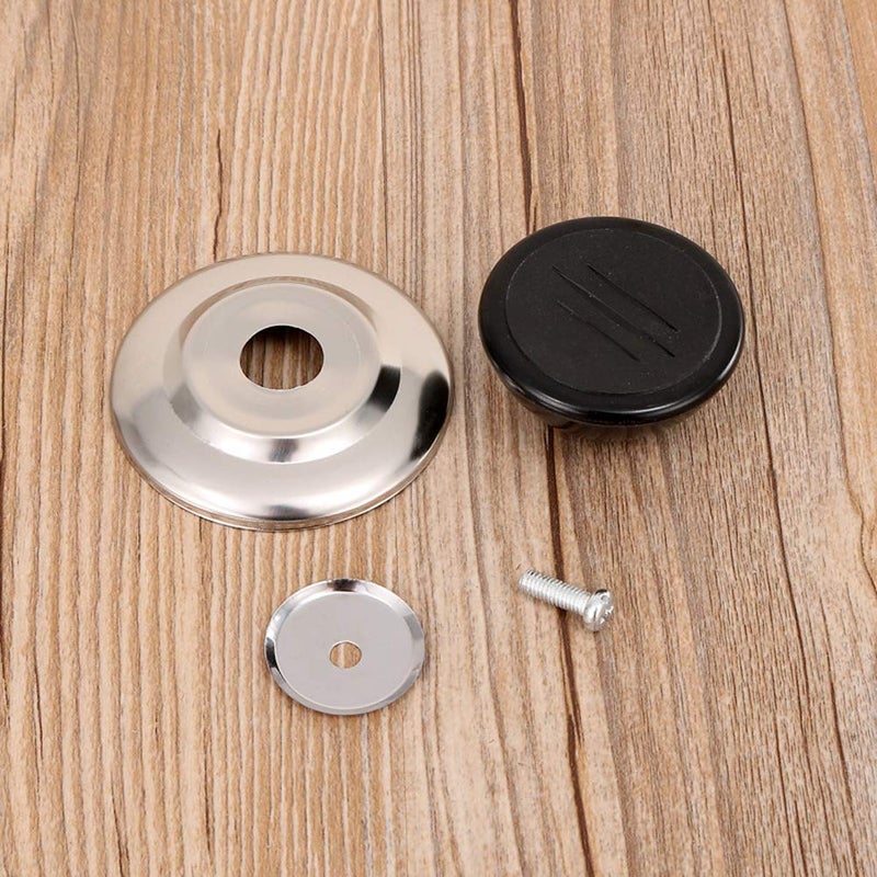 lasenersm 2 Sets Universal Pot Lid Cover Knob Handle Cookware Universal Replacement Pot Grip Knob Cap 2.7" Stainless Steel Base, Black+Silver - Image 3